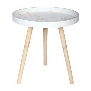 Τραπέζι σαλονιού ξύλινο MDF Φ45Χ48 εκ. λευκό-χρυσό - KESKOR 76899-1