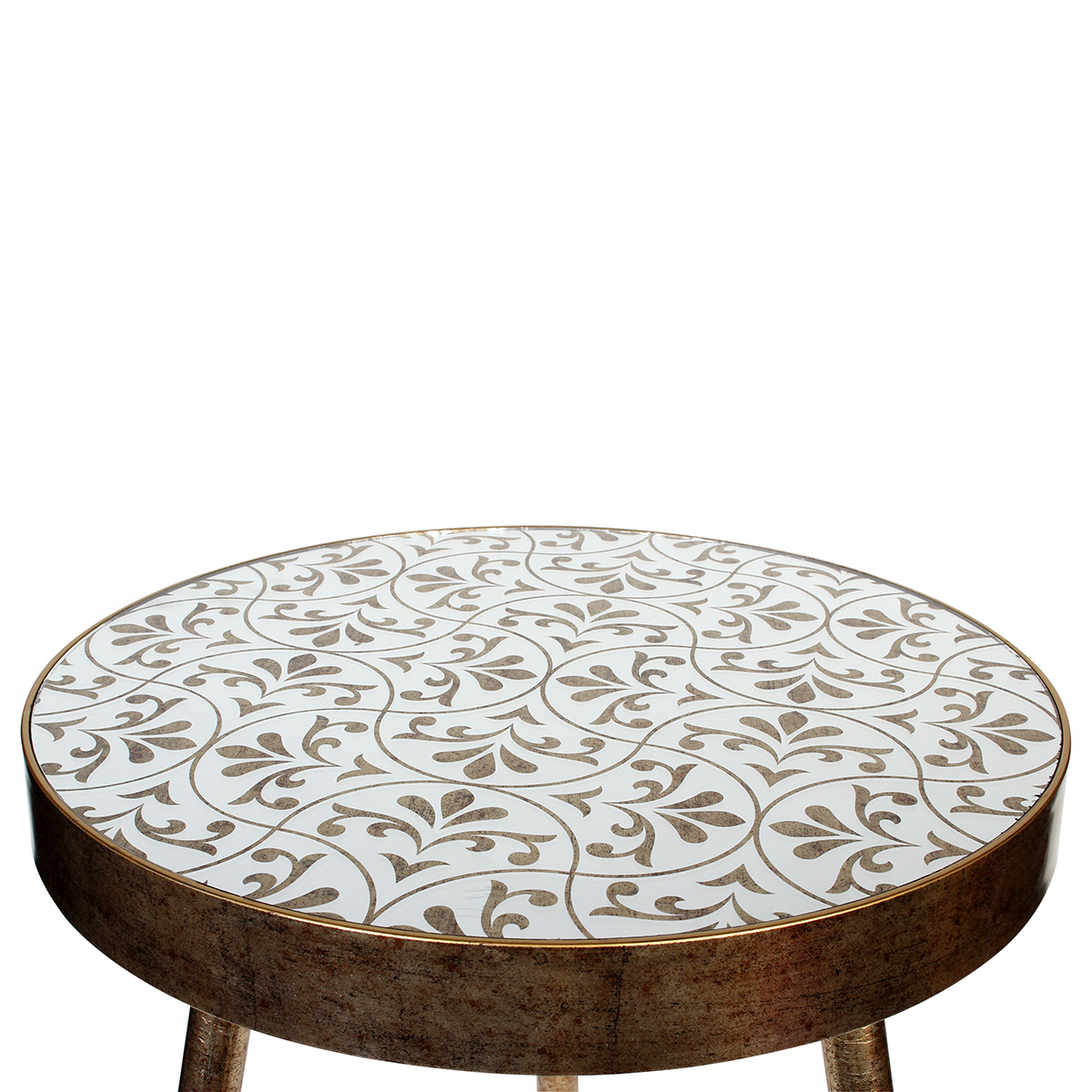 Τραπέζι σαλονιού βοηθητικό Φ45Χ62 εκ. μπρονζέ με μεταλλικά πόδια και καθρέπτη - KESKOR 46600