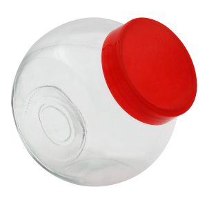 Βάζο αποθήκευσης γυάλινο 1700 ml 15Χ11Χ16 εκ. με πλαστικό καπάκι κόκκινο - KESKOR 65061-3